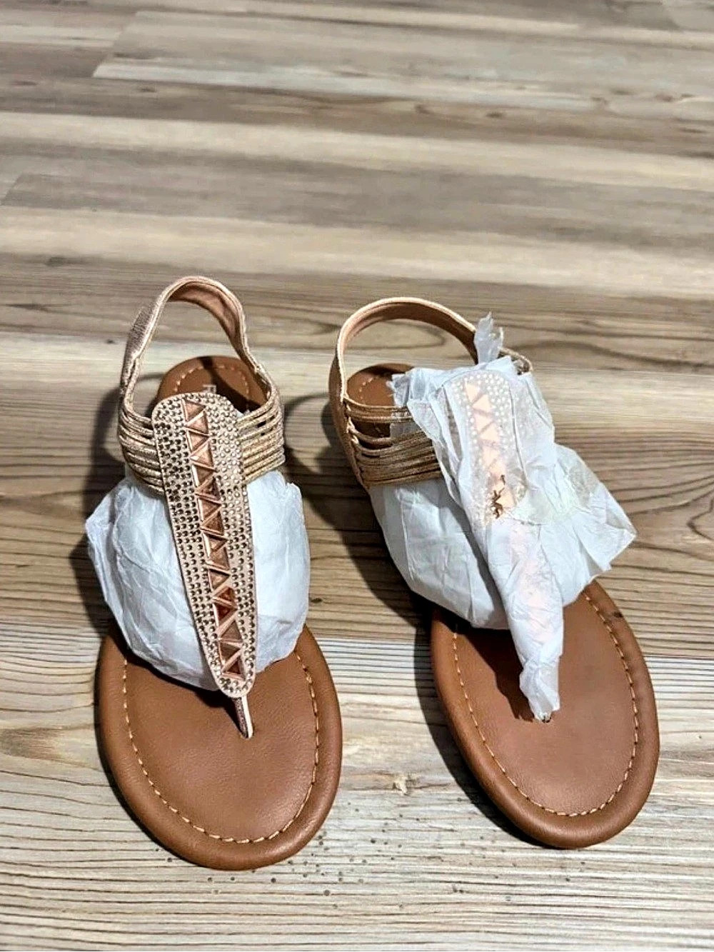 Rampage Strappy Sandals in Brown & Rose Gold NWT